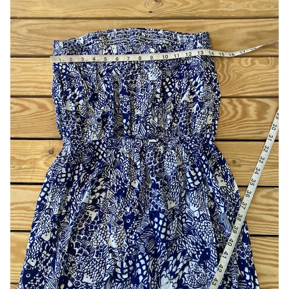 Lilly Pulitzer Patterned Strapless Jumpsuit Size Medium Women’s Blue - Picture 8 of 9